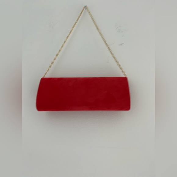 CAROLINA BOIX Mini velvet Chain Red Box Bag - Picture 2 of 4